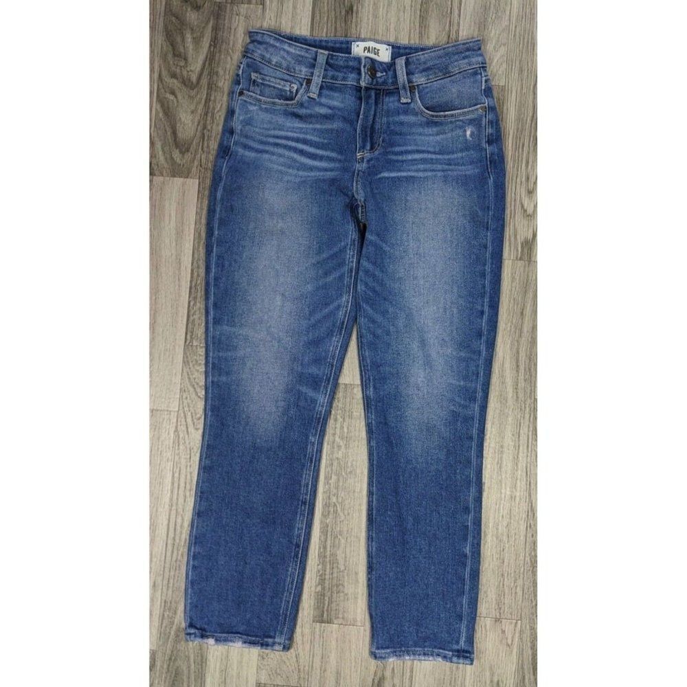 Paige Womens Size 25 Distressed Summit Skinny Skyline Cropped‎ Denim Blue Jeans